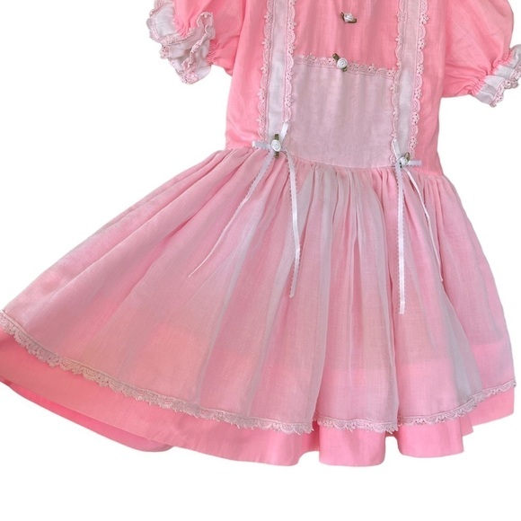 Vintage Betty Oden Full Circle Rosette Lace Party Pageant Dress Bubble Gum Pink - Picture 5 of 16